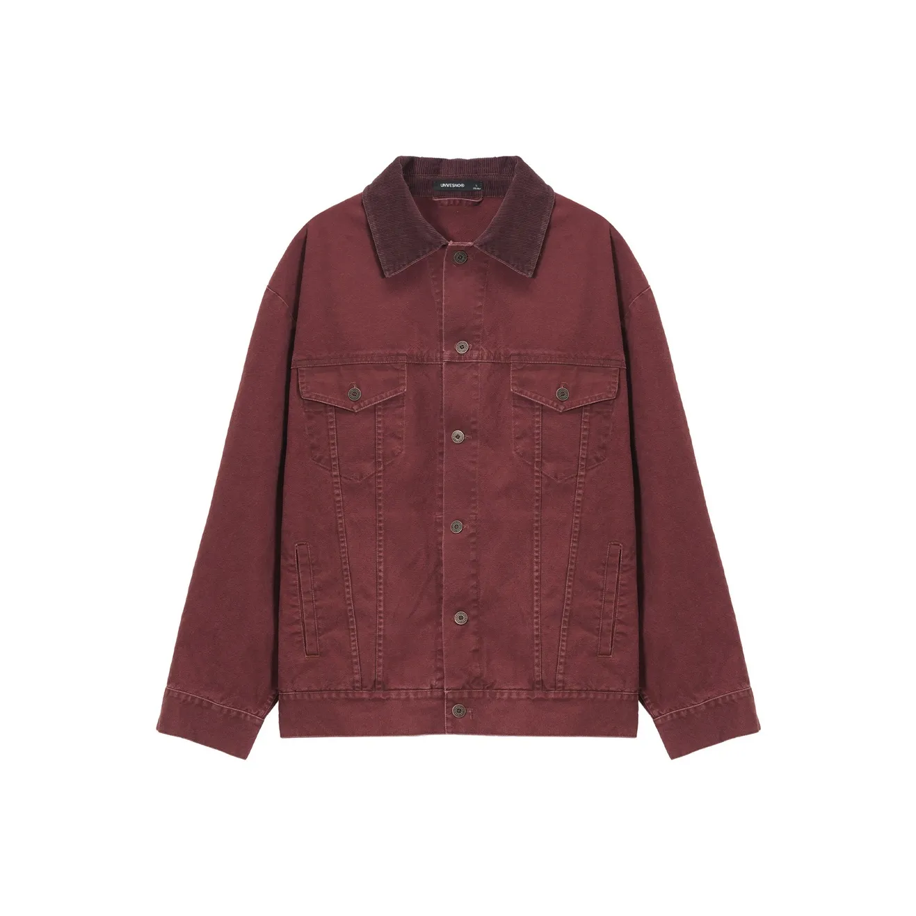 UNVESNO Jackets Unisex Burgundy Washed Red