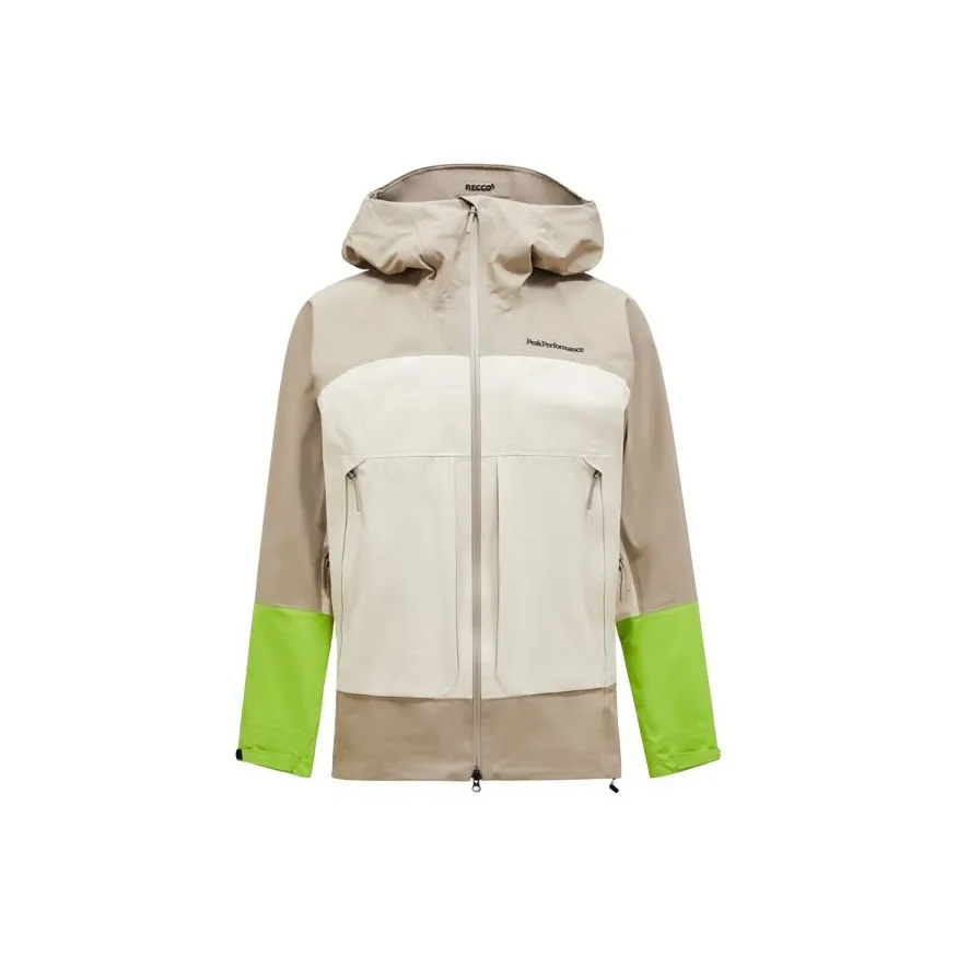 PEAK PERFORMANCE Water-Resistant Windproof Breathable Windbreaker Jacket Men's Sand/Light Sand/Sparkling Green
