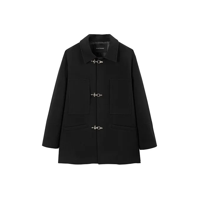 PEACEBIRD MEN Черное мужское пальто