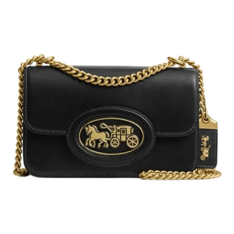 COACH Hero Cow Leather Shoulder Bag Trumpets Women's Black