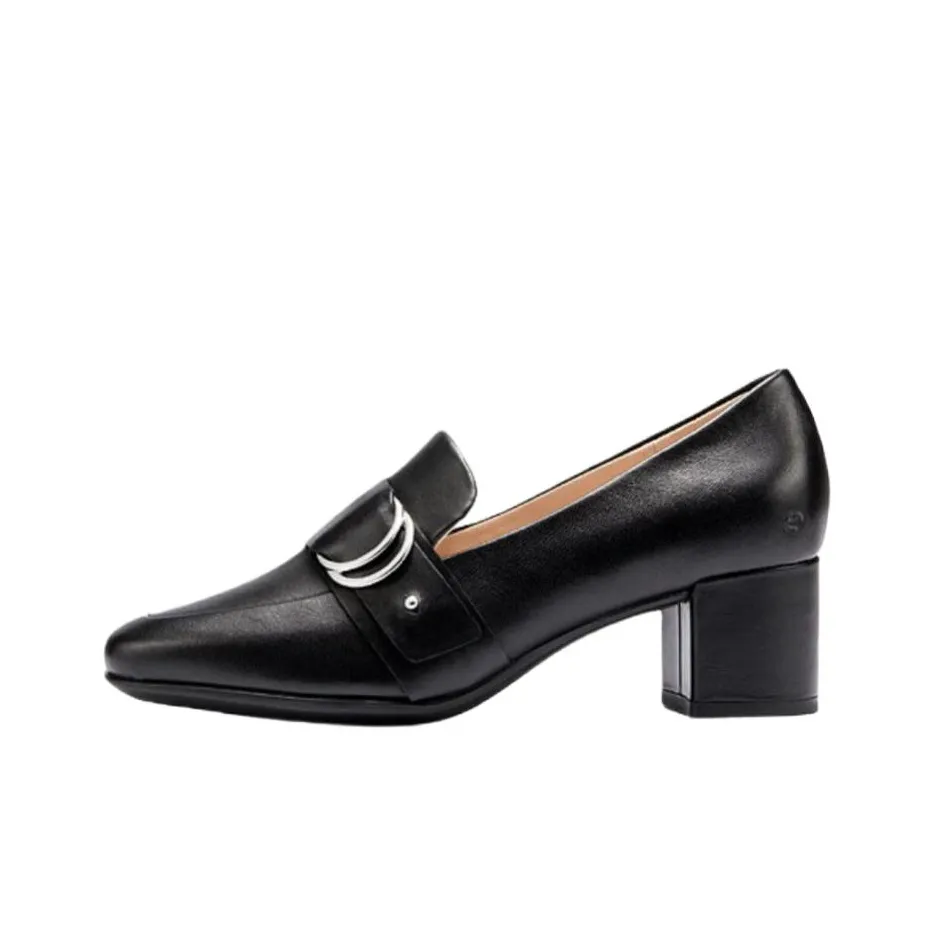 Ecco Body Shaping 35 Square Toe Loafers 5cm Women's Black