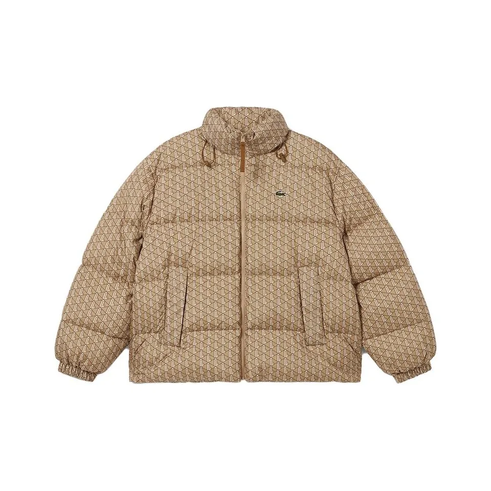 LACOSTE Пуховик Мужской Коричневый с принтом