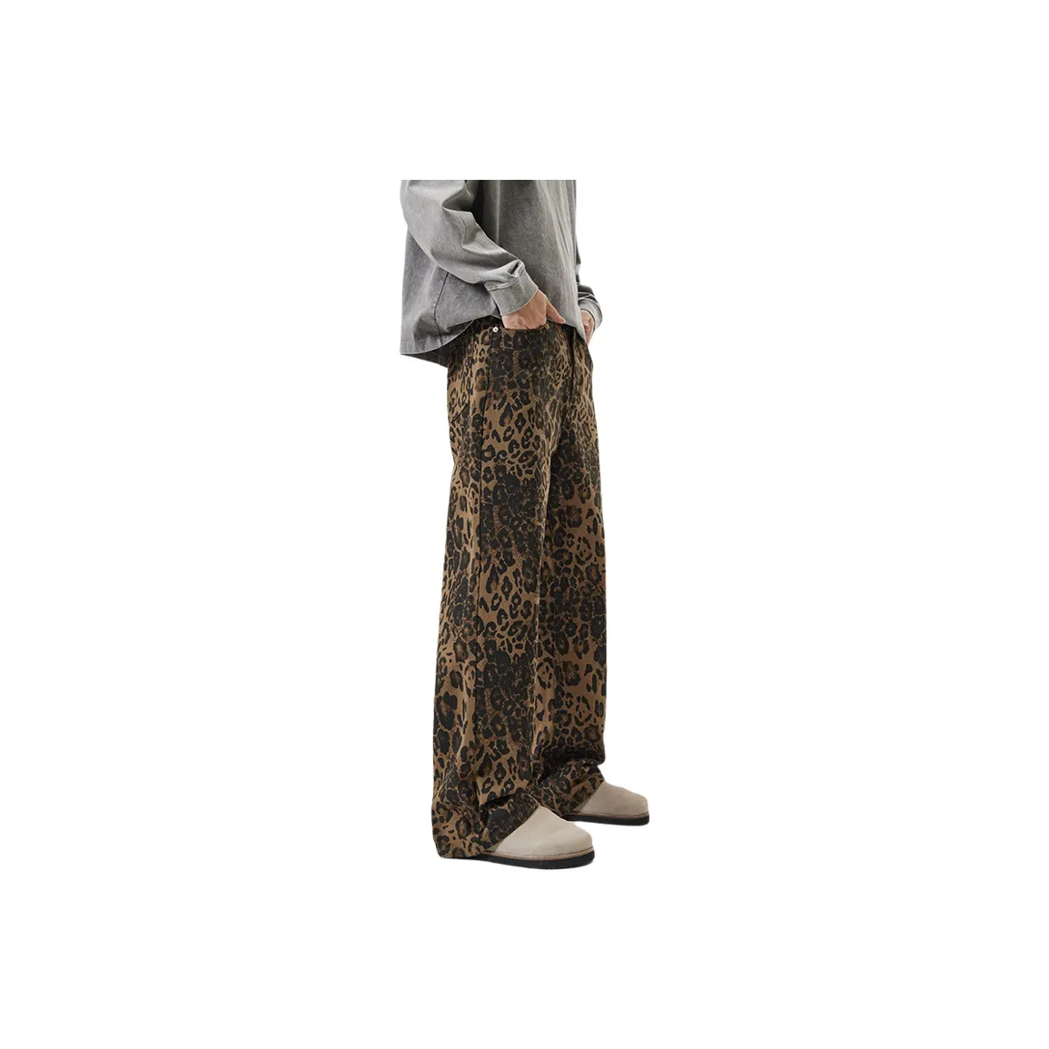 RENBEN Jeans Unisex Leopard Print