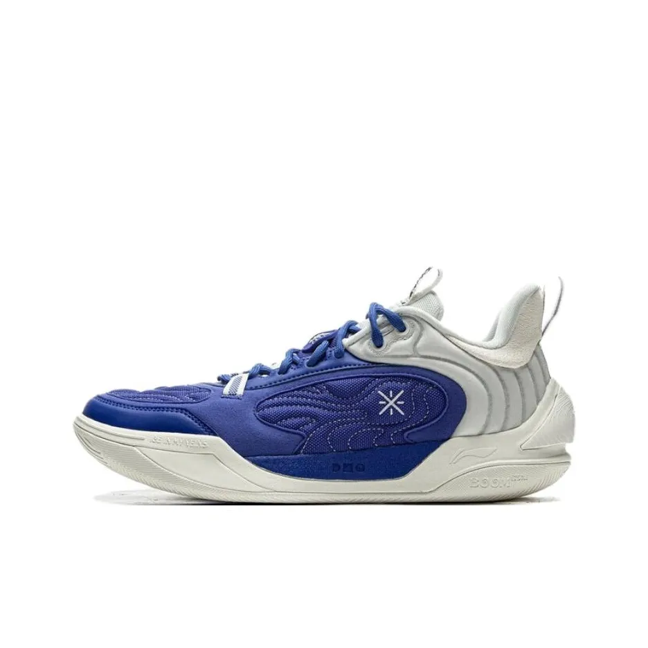 LINING Амортизация Износостойкие Низкие Баскетбольные Кроссовки Мужские Синие Белые