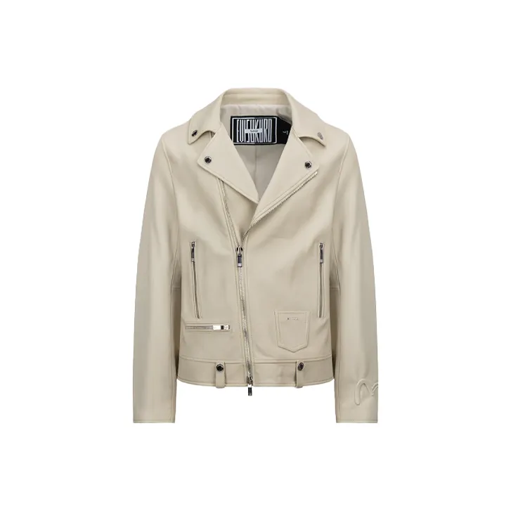 EVISU Leather Jackets Men's Beige