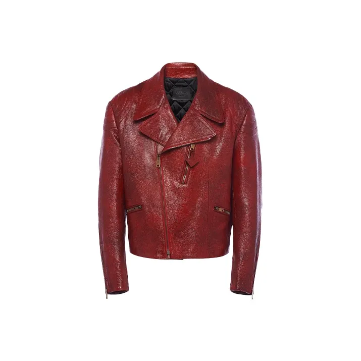 PRADA Leather Jackets Men's Red