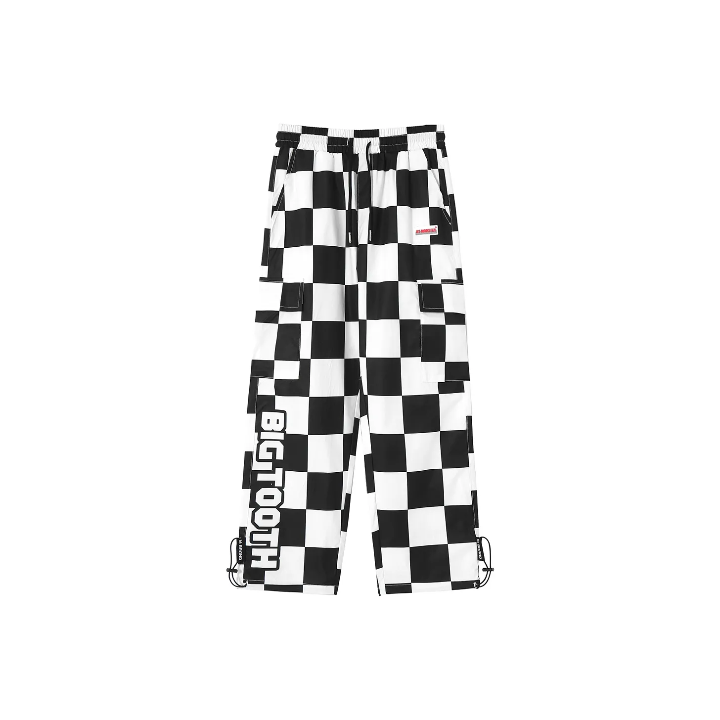 BIRDTALK Cargo Pants Unisex Black White Plaid
