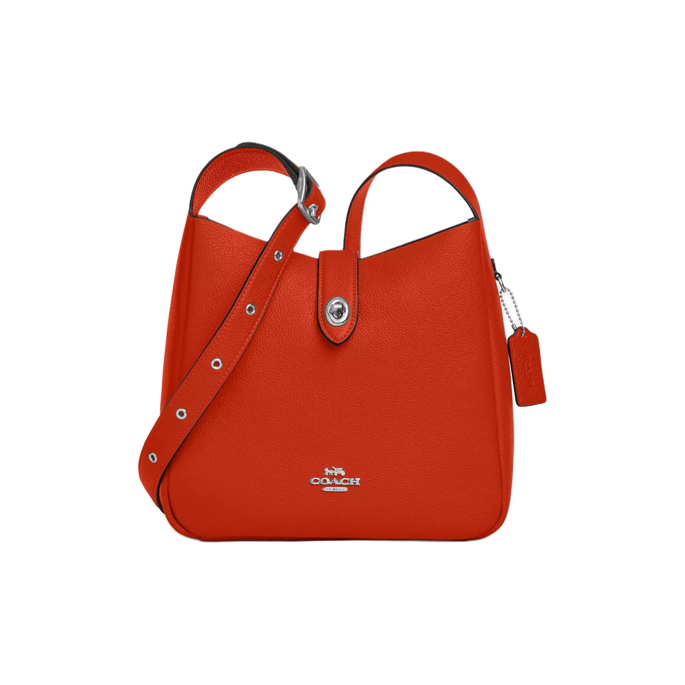 COACH Hadley Кожа Сумка через плечо Средняя Женская Серебряный и Темно-оранжевый