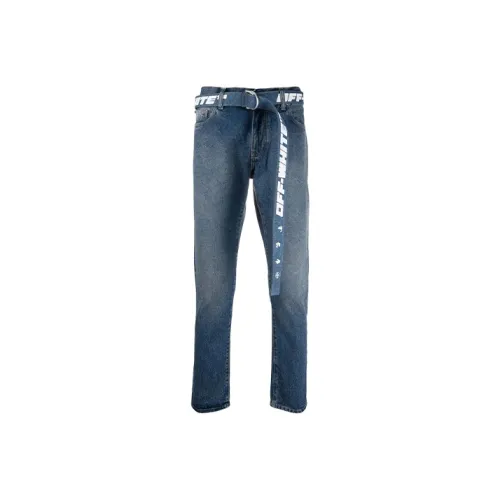 Off Белый FW21 Синий Мужские Джинсы