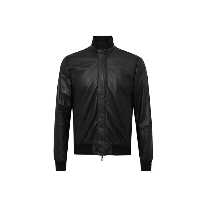 EMPORIO ARMANI FW21 Leather Jacket Men's Black