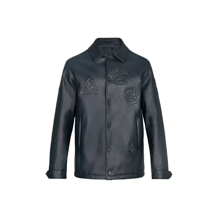 LOUIS VUITTON Leather Jacket Men's Black