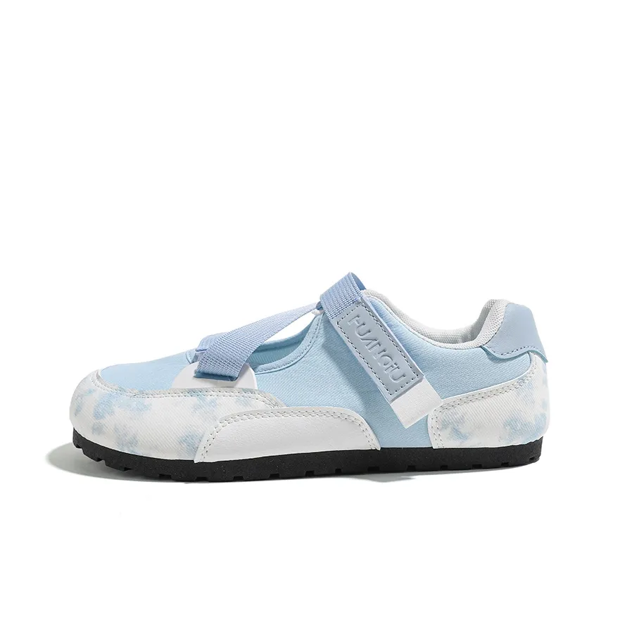 HUANQIU Туфли Mary Jane с плоской подошвой женские синие