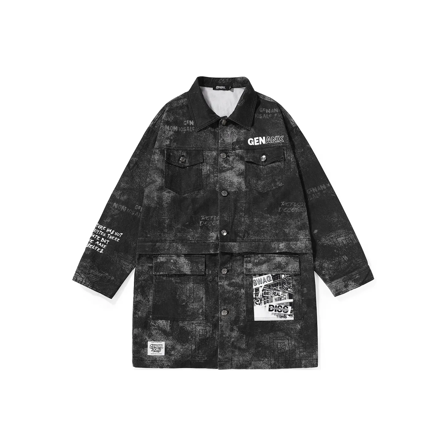 GENANX Trench Coats Unisex Black Gray Color
