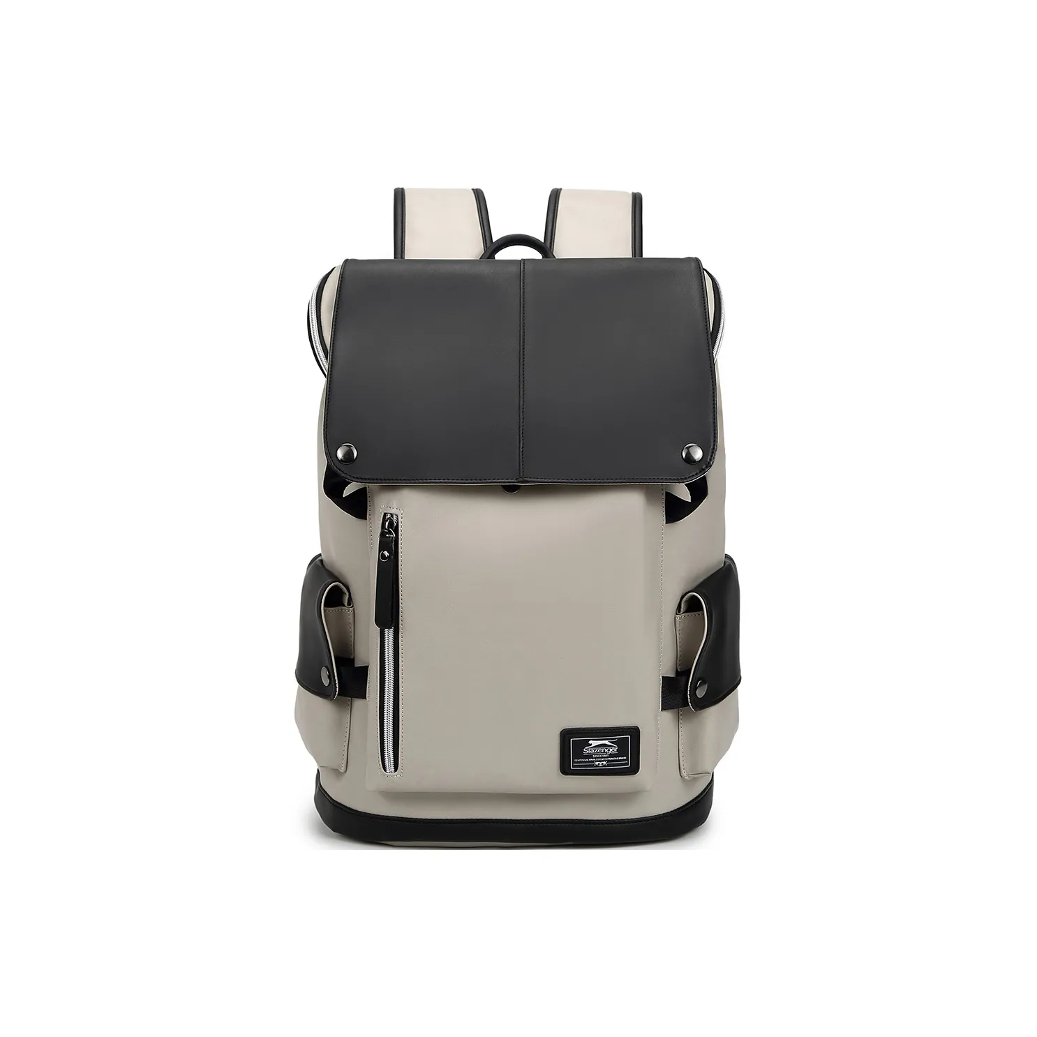 Slazenger PU Soft Leather Backpack Tubas Unisex Cool Black, Cream White
