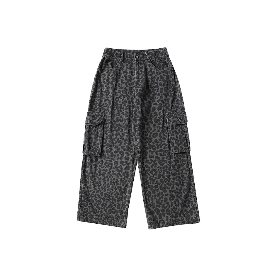 COUNTRY MOMENT Jeans Unisex Black Gray Leopard Print