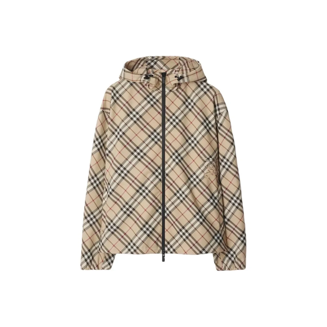 Burberry Checked Hooded Zip Up Jacket