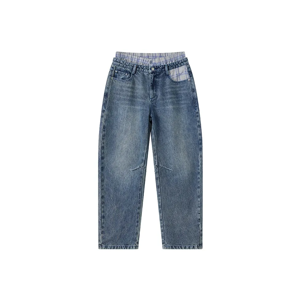 WULISHAONIAN Джинсы Унисекс Винтажный Деним Синий