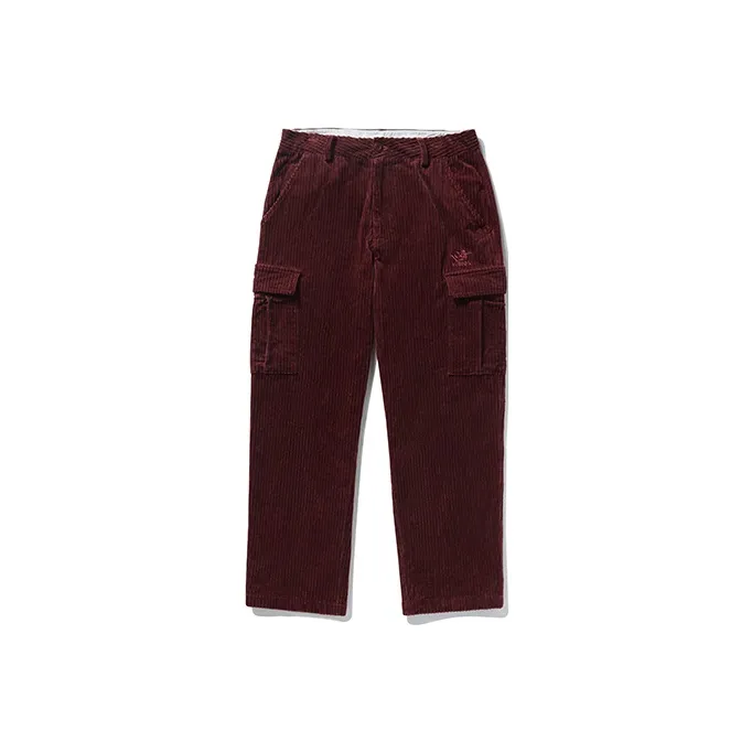 Shorts Plaid Pockets Mid-Thigh Length FW22 Cargo Pants Unisex Burgundy