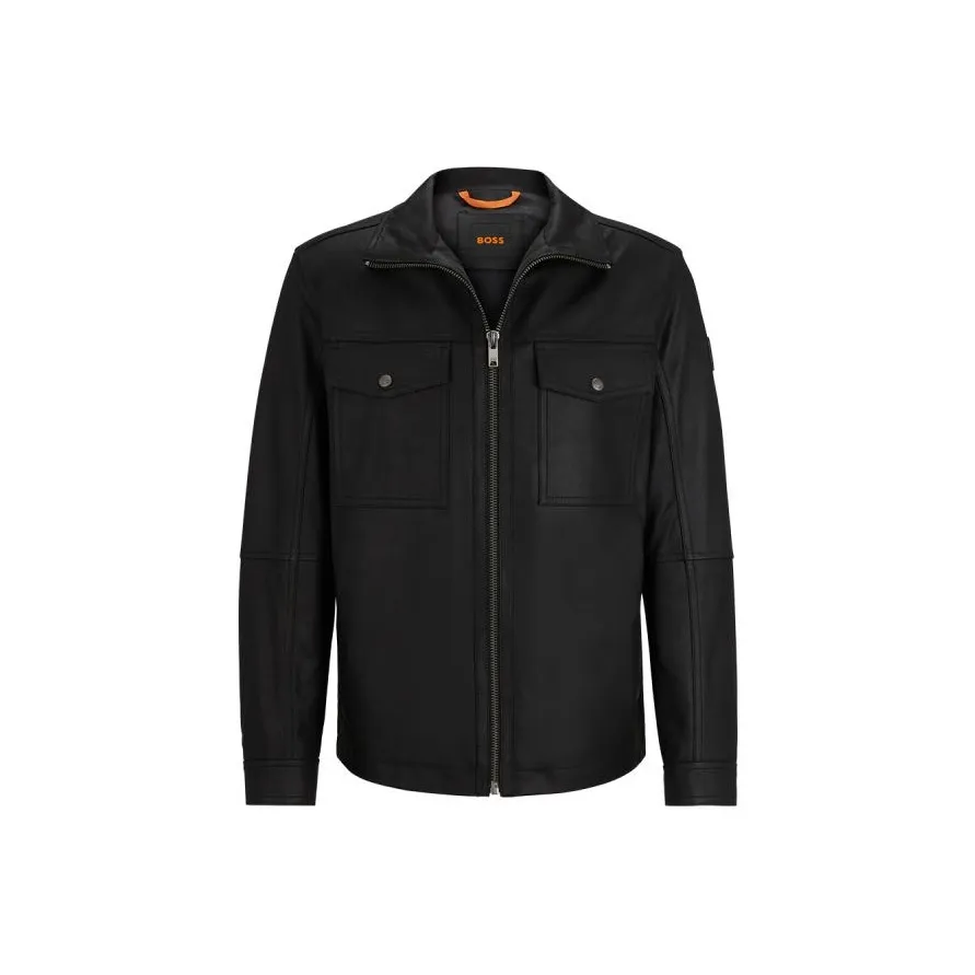 Hugo Boss SS24 Кожаная Куртка Мужская Черная