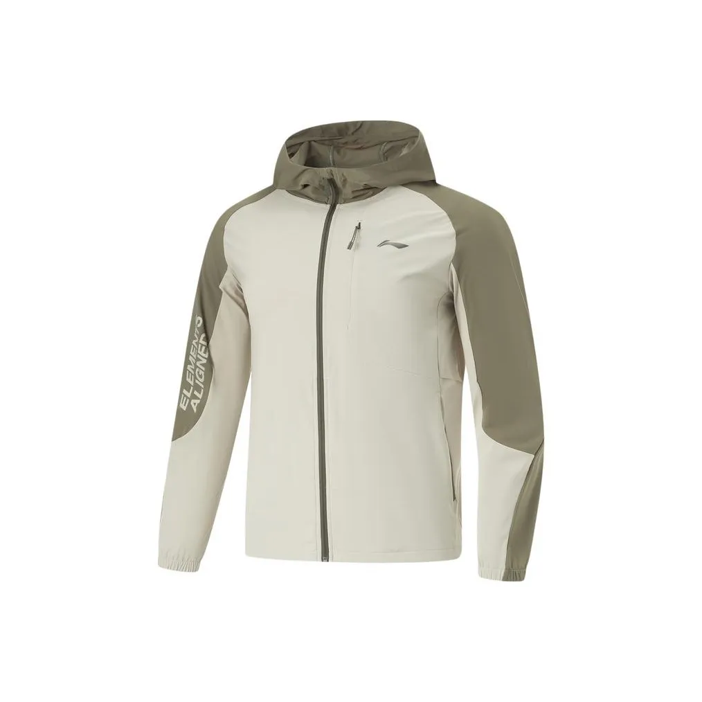 LiNing Fitness Series Trench Coat Men's Solvent Gray Military Canvas Green