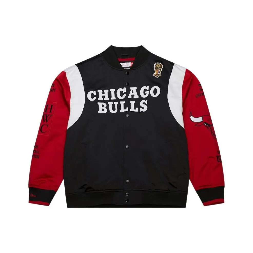 MITCHELL NESS x NBA Chicago Bulls Команда ORIGINS Сатин Куртки Пальто Мужской Черный