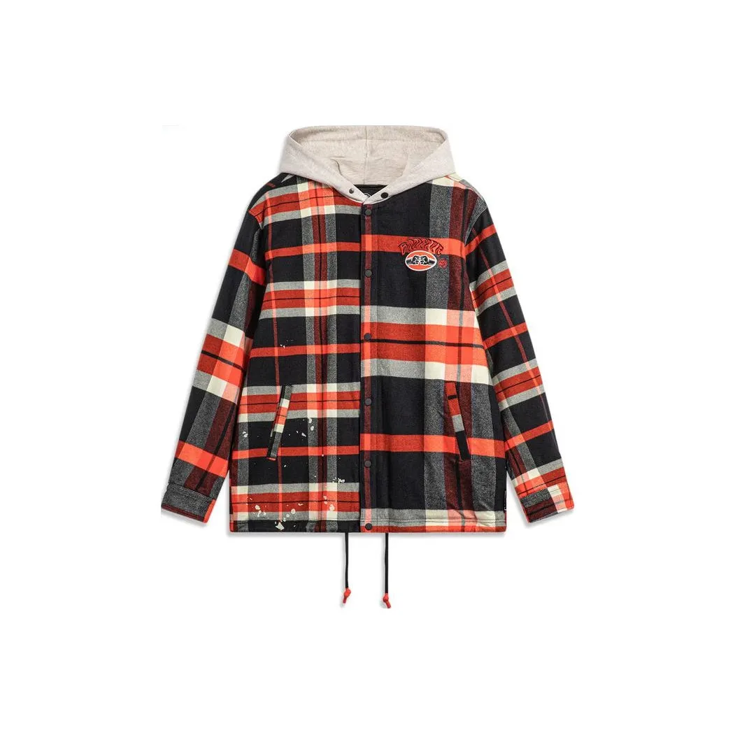 LINING Badfive Пуховая куртка Мужская Красная Черная Клетка