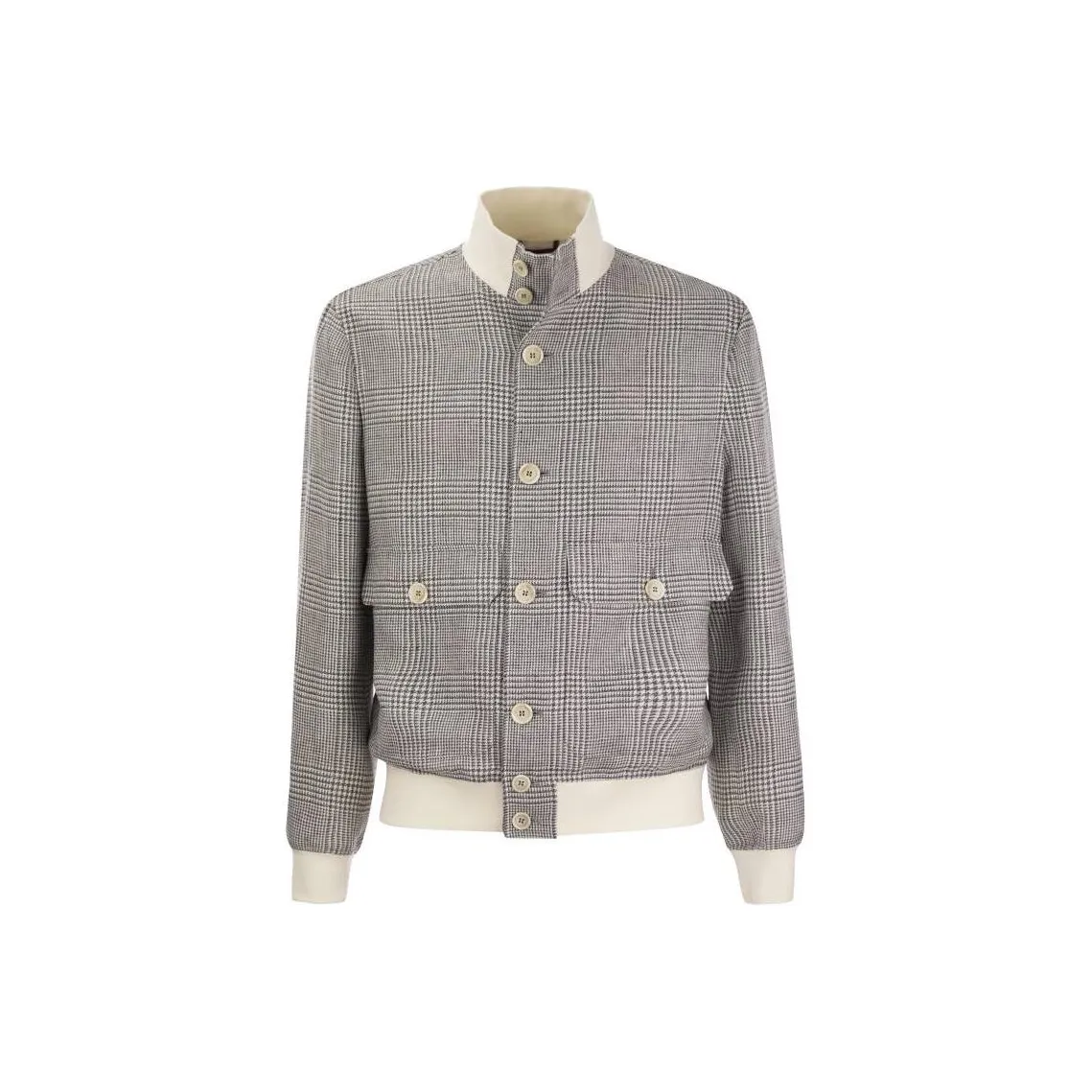 Brunello Cucinelli Checked High Neck Jacket