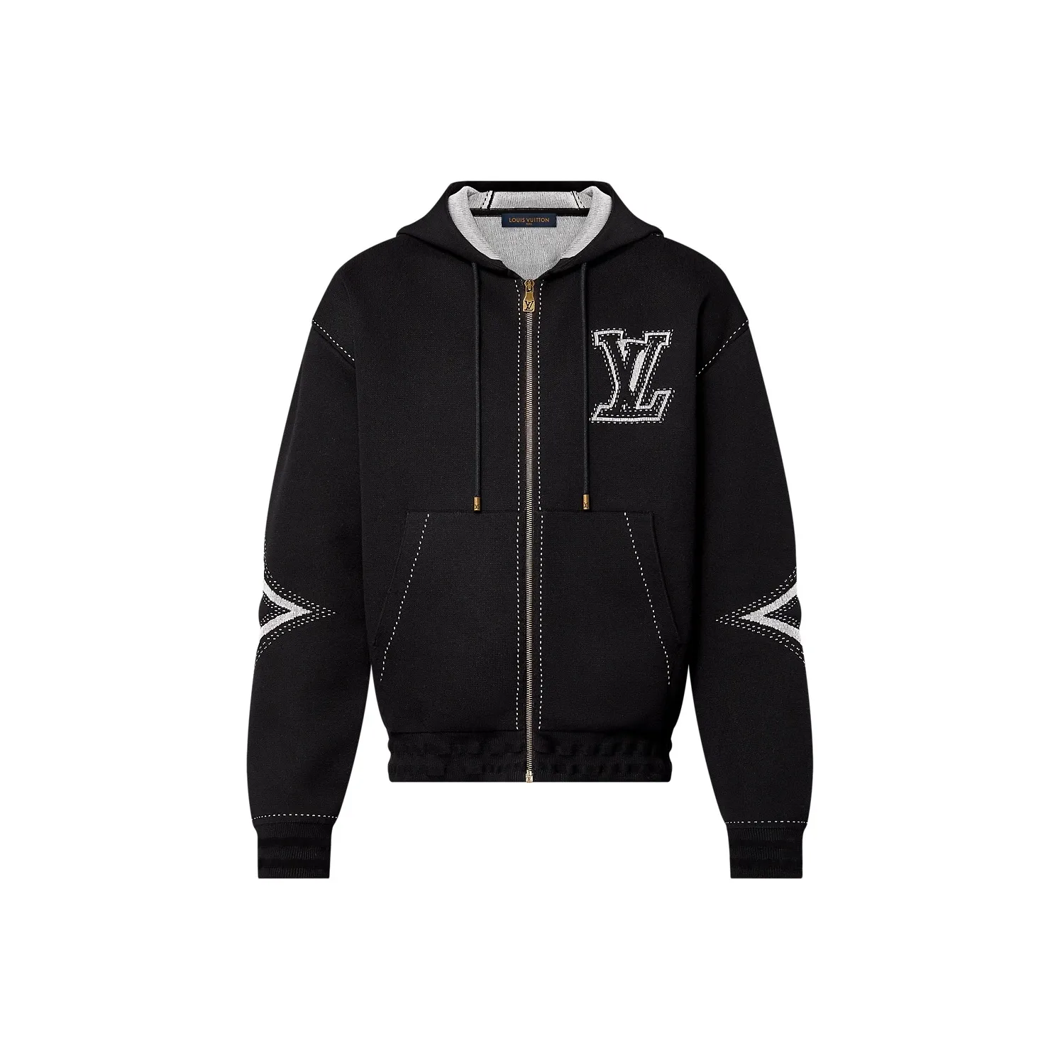 LOUIS VUITTON Graphic Intarsia Zipped Cotton Hoodie