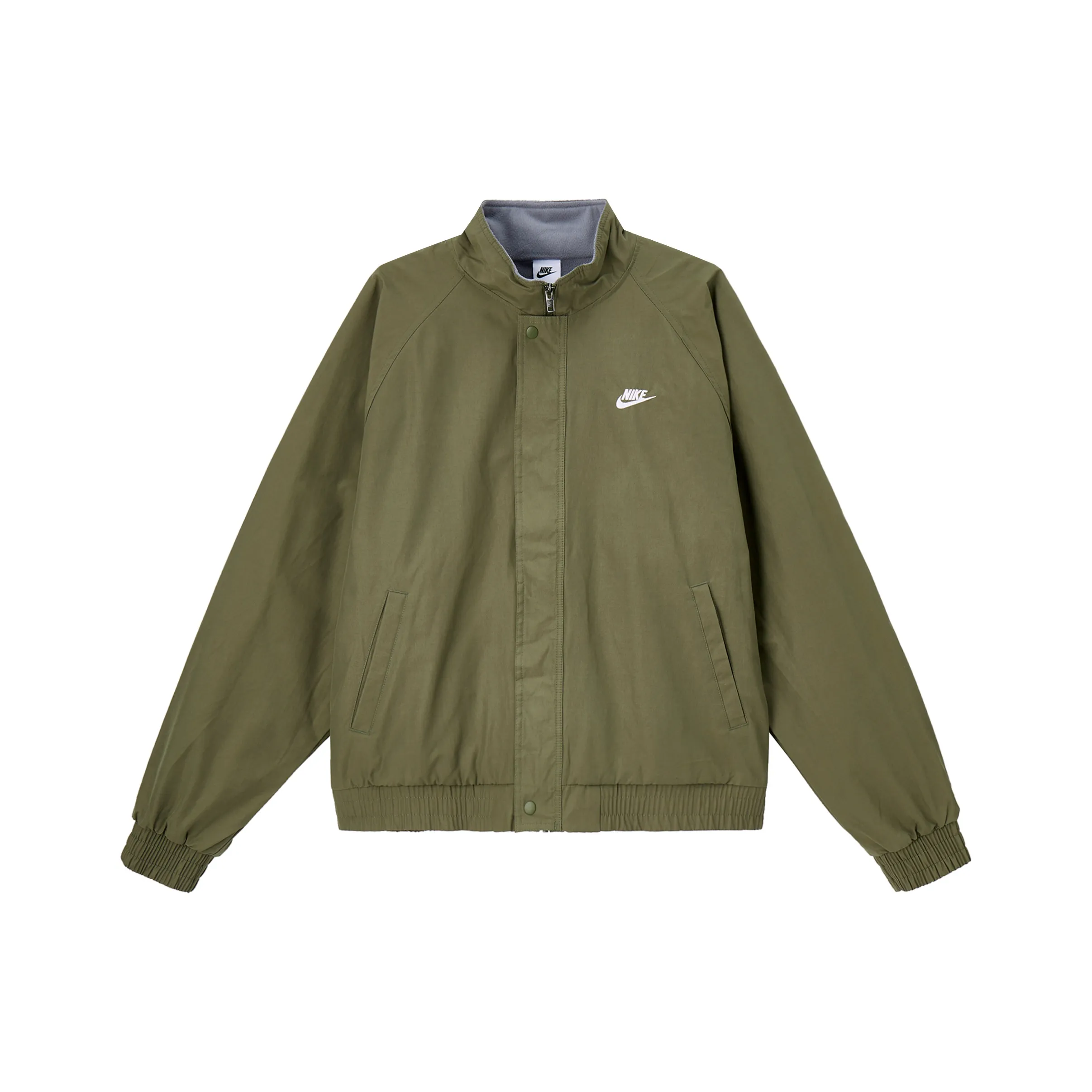 Nike Club Куртка Мужская Средняя Оливково-Зеленая Белая