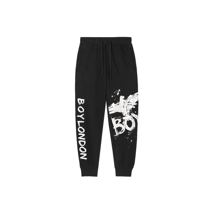 Boy London Knitted Sweatpants Unisex Black With White Print