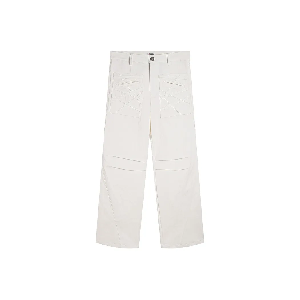 DND4DES Белые унисекс брюки с карманами