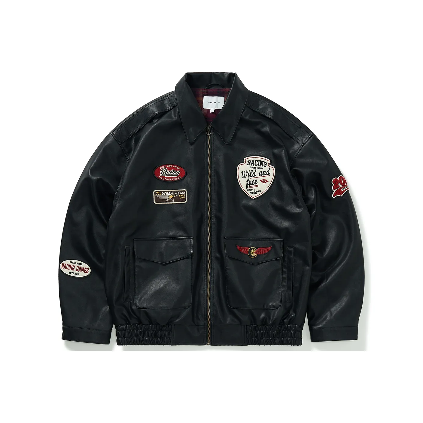 714STREET Черная унисекс кожаная куртка