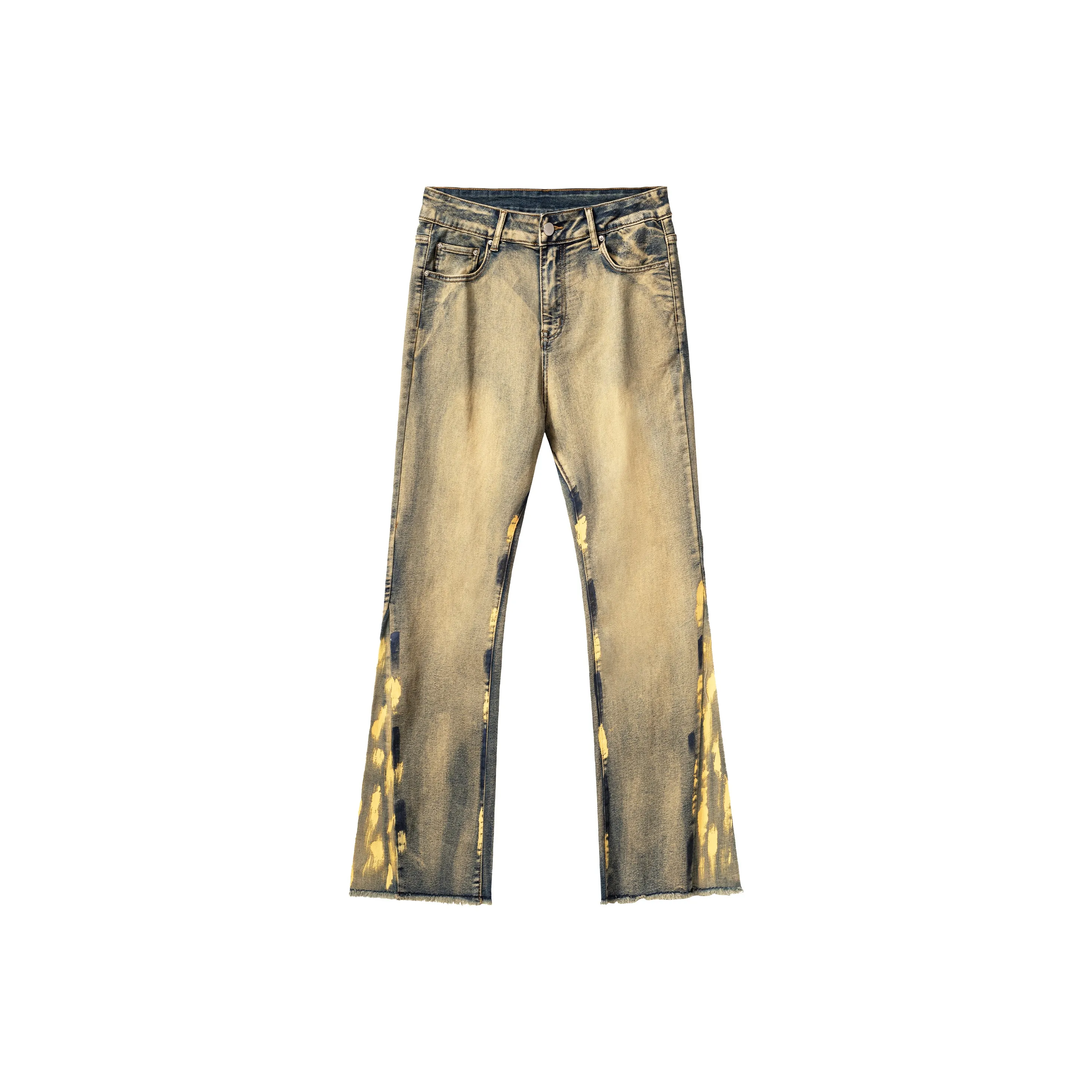 XINYINSU Jeans Unisex Yellow Mud