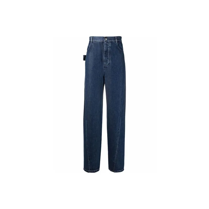 Bottega Veneta Stitching Detail Wide Leg Jeans