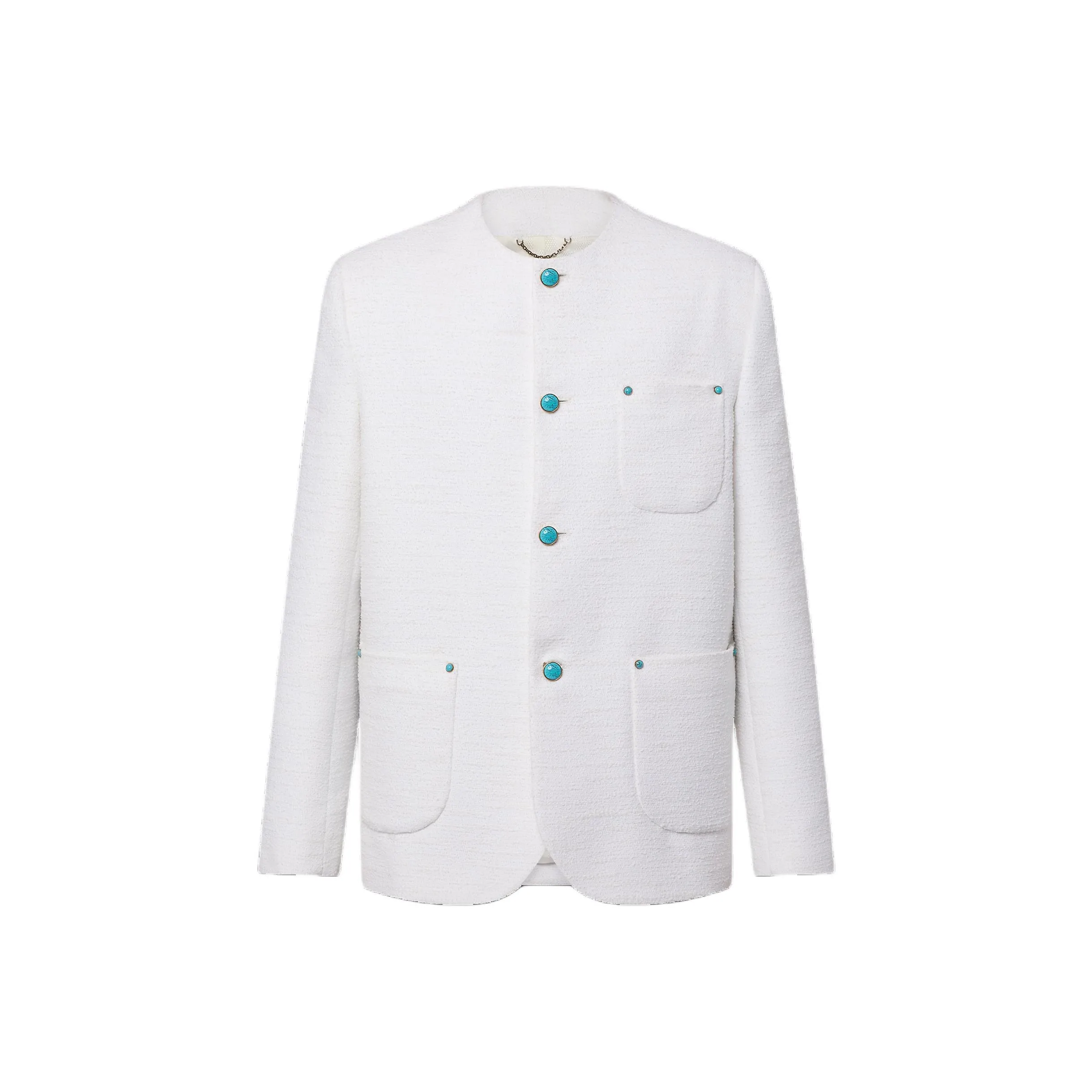 LOUIS VUITTON Chic Collarless Baby Llama And Wool-Blend Jacket