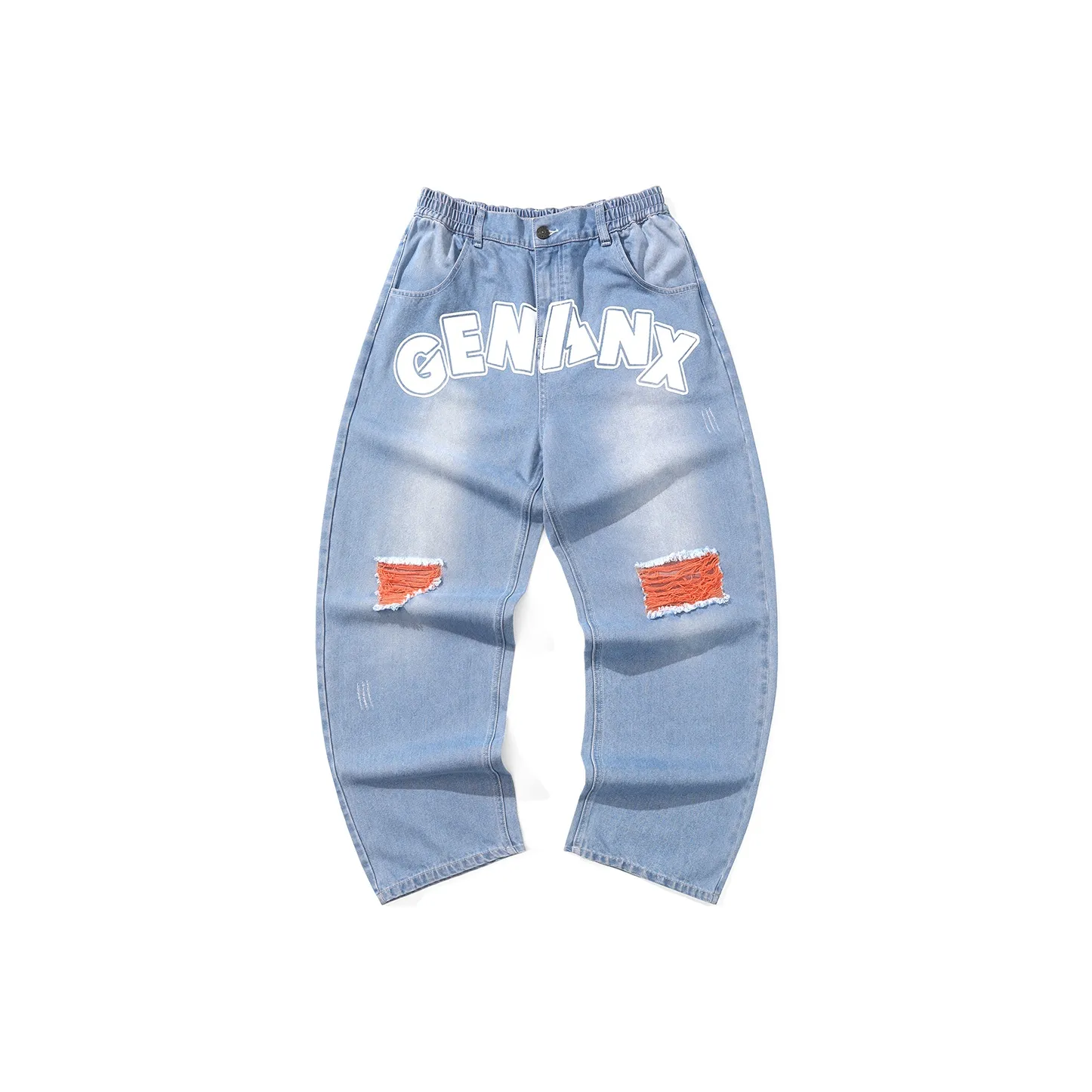 GENANX Straight Jeans Unisex Denim Blue