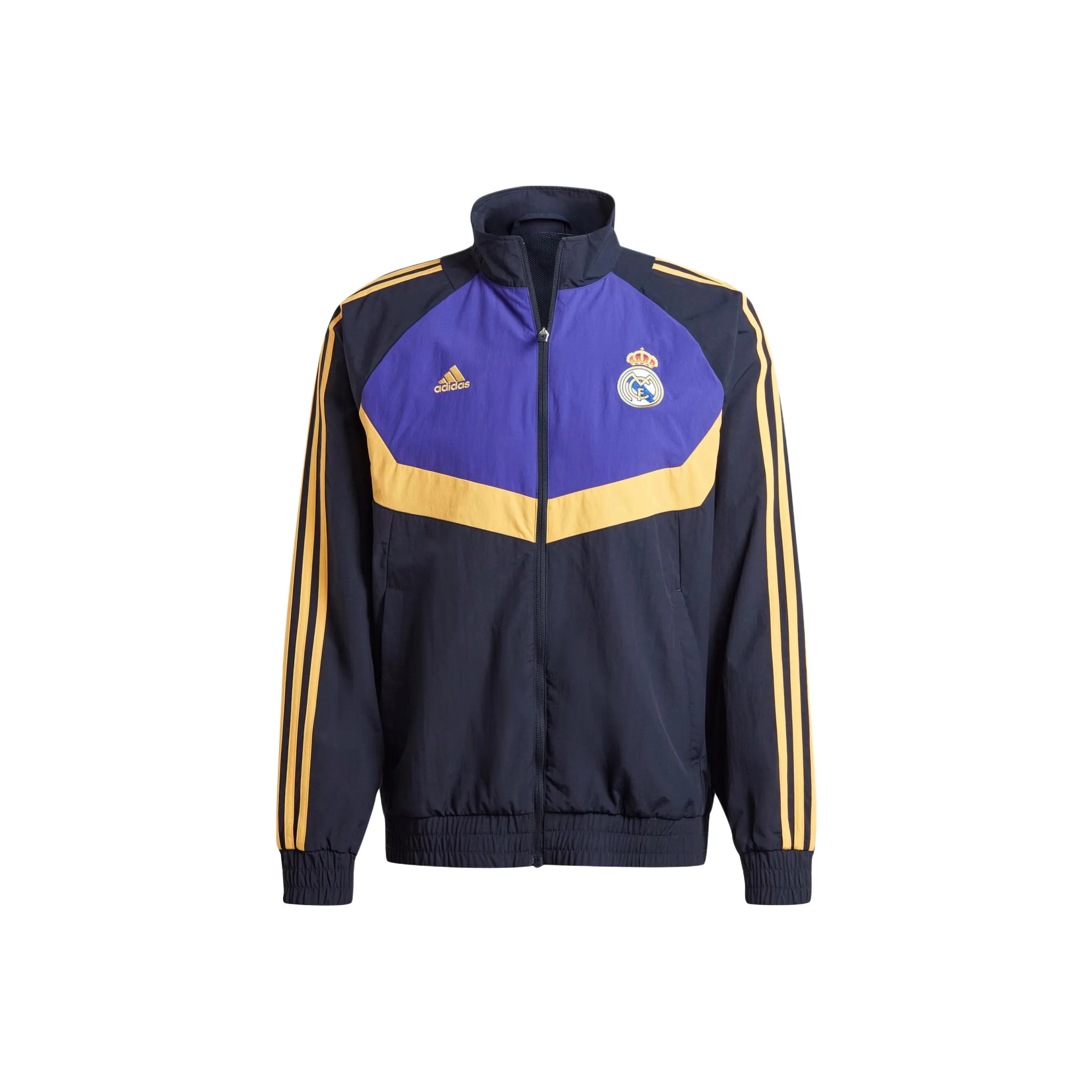 Adidas Real Madrid Woven Track Top Retro Sports Stand Collar Jackets Men's Ink Blue
