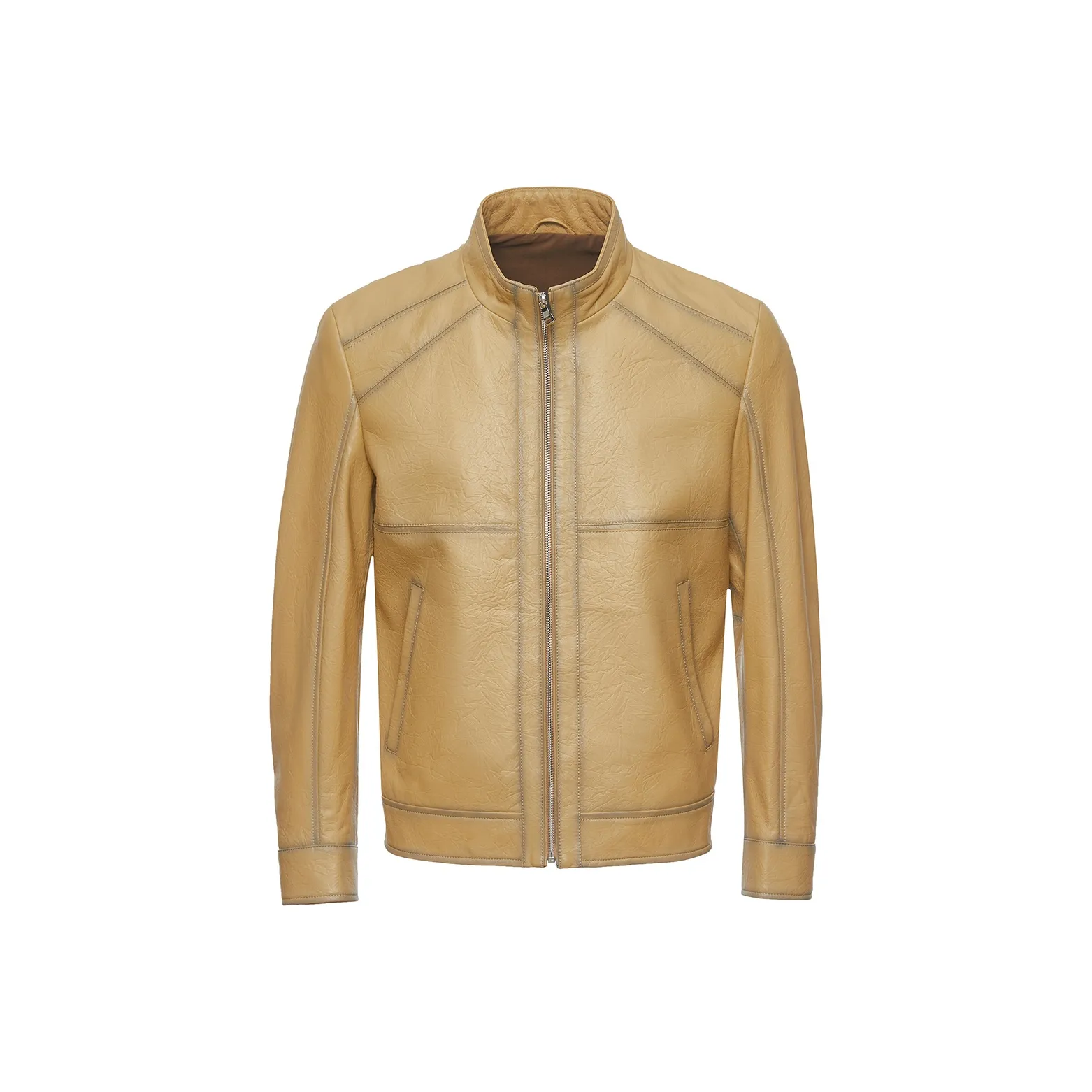 LIU·JO UOMO Leather Jackets Men's Beige Yellow