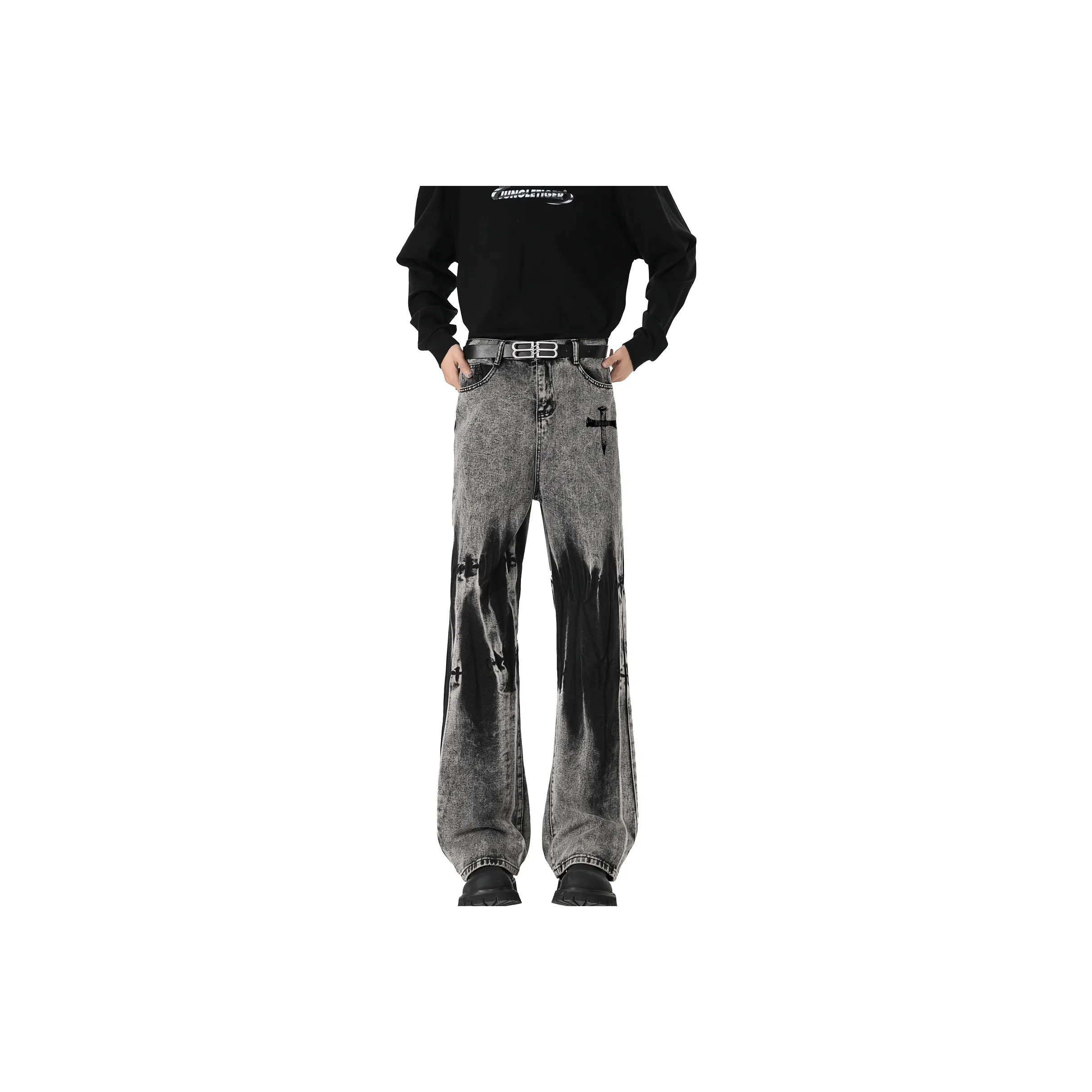 UPZCY Jeans Unisex Black