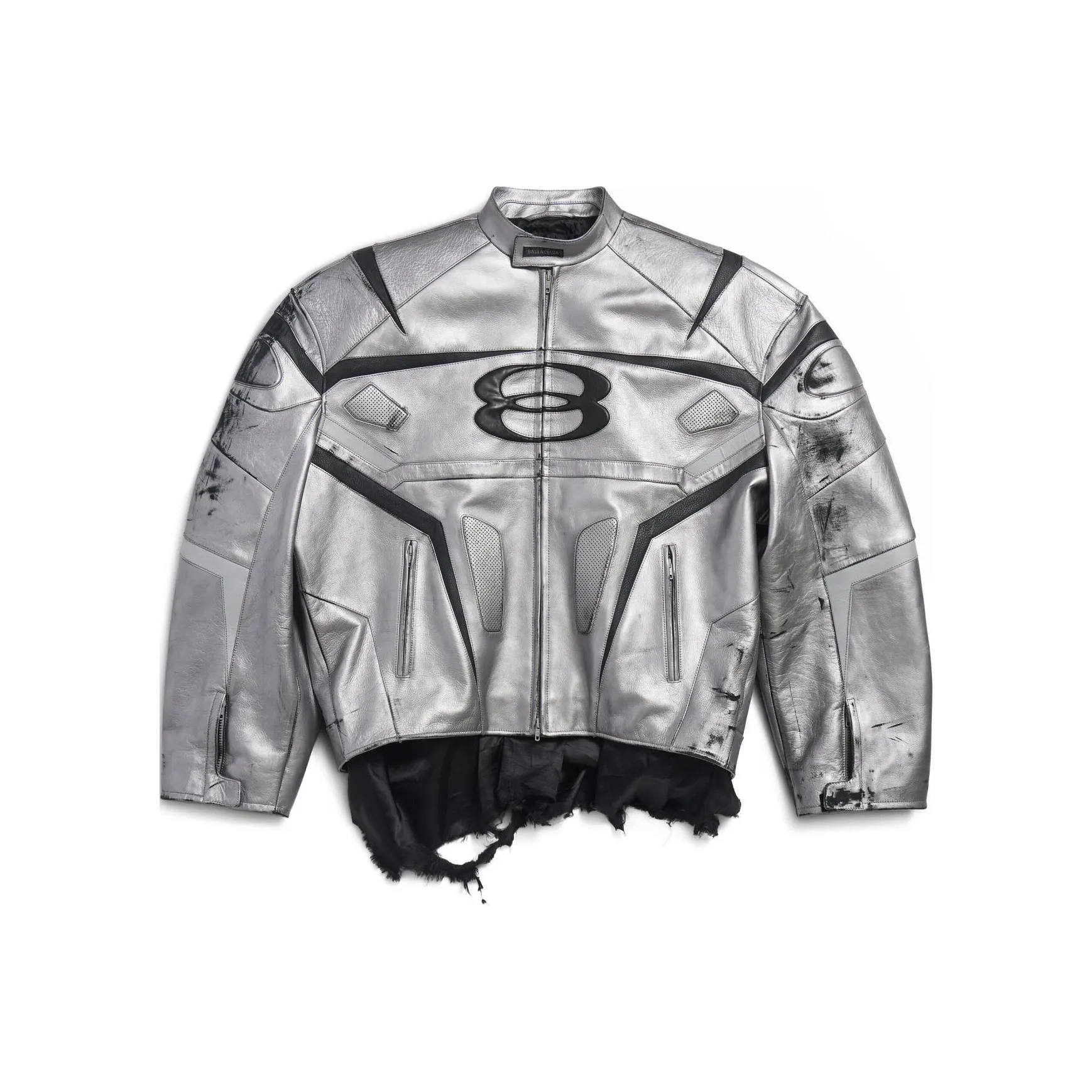 Balenciaga SS24 Leather Jacket Loose Fit Unisex Silver