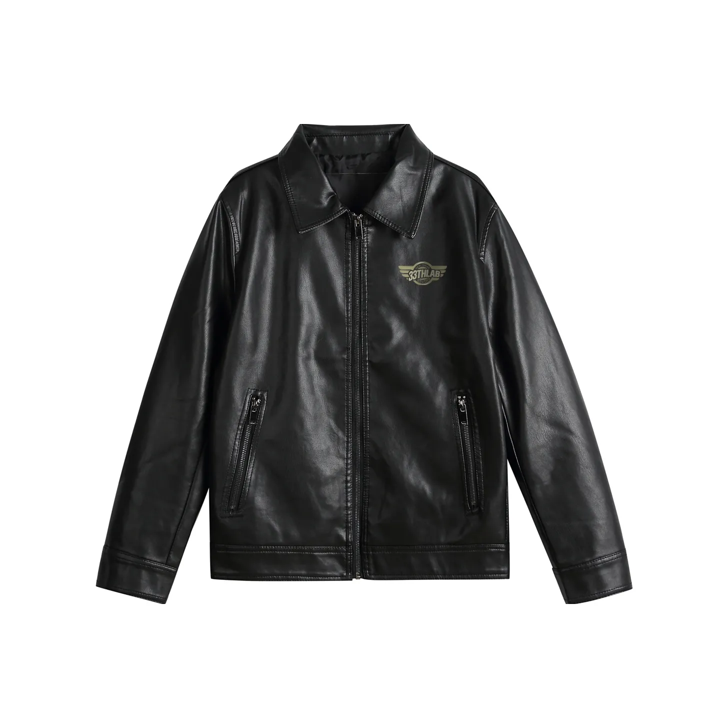 33TH Кожа Куртка Унисекс Черный