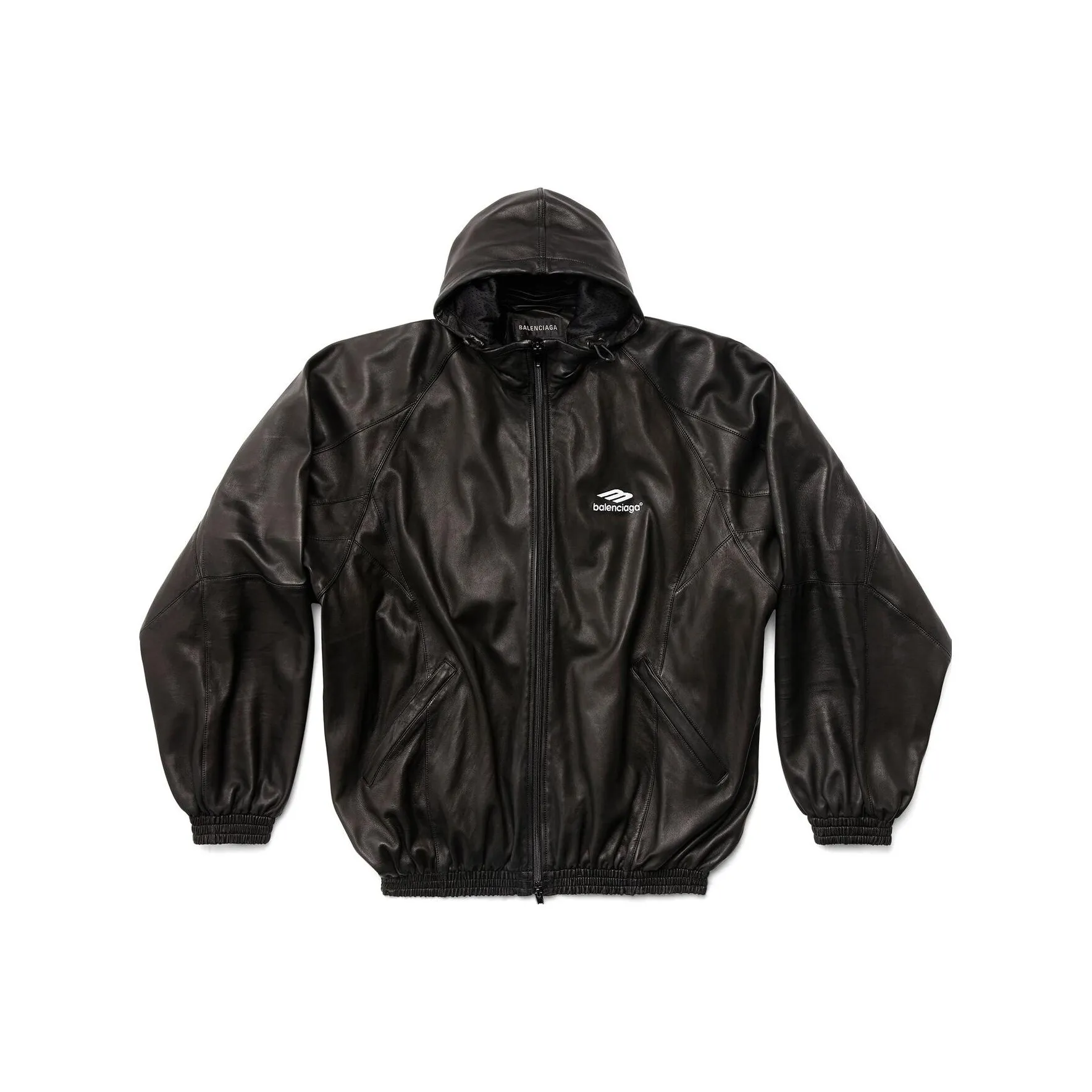 Balenciaga Leather Jacket Loose Fit Unisex Black