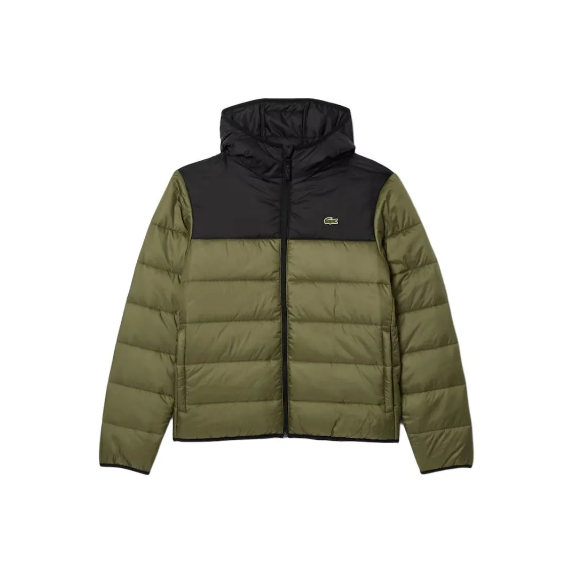 LACOSTE Хлопковый пуховик мужской хаки зеленый