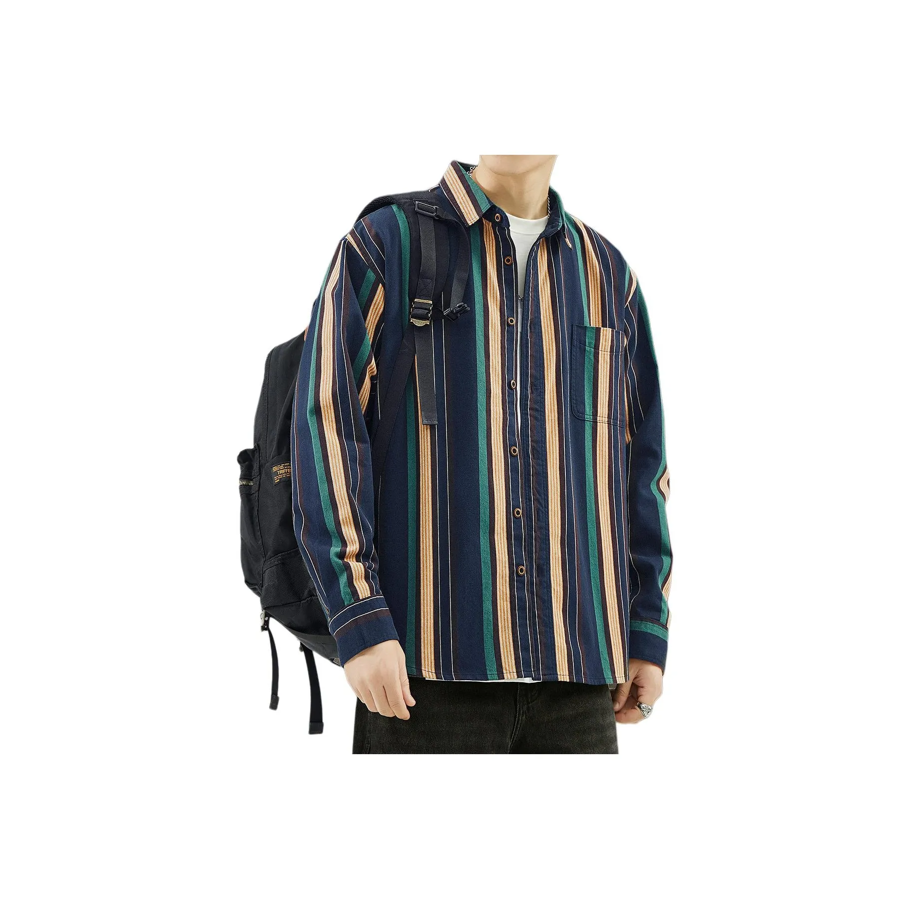 PRPK Весенне-летняя рубашка свободный крой унисекс зеленый