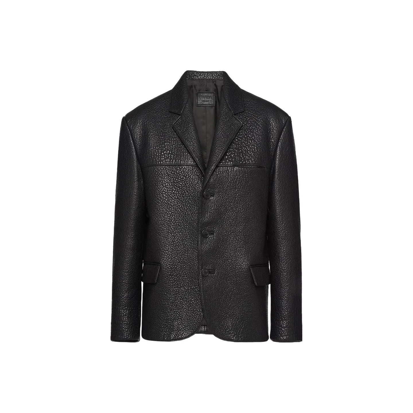 PRADA Single Breasted Long Sleeved Leather Jacket