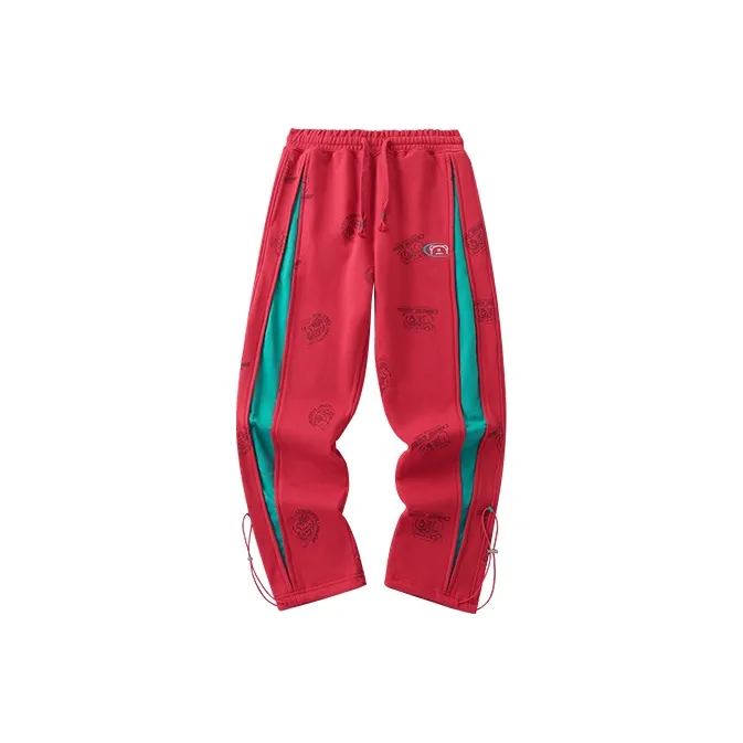 LAMLICKA Штаны с манжетами Повседневные брюки Унисекс Красный