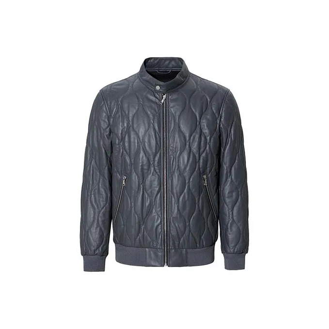 LIU·JO UOMO Leather Jackets Men's Gray Blue