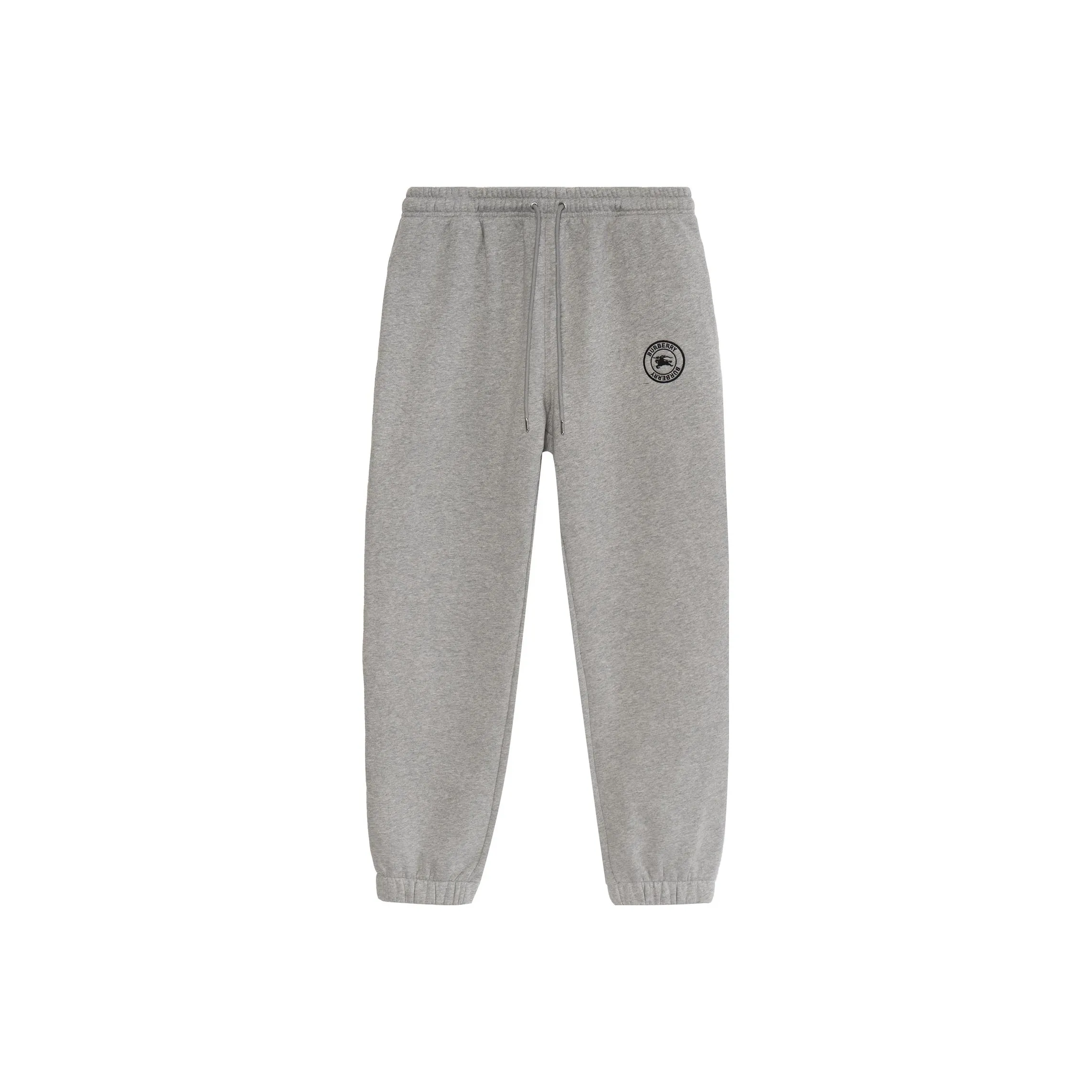 Burberry Embroidered Mélange Fleece-back Cotton-blend Jersey Sweatpants