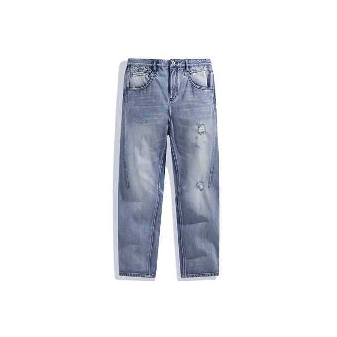 PEACEBIRD MEN Jeans Men's Denim Blue Batch 1 Loose Fit Straight Fit