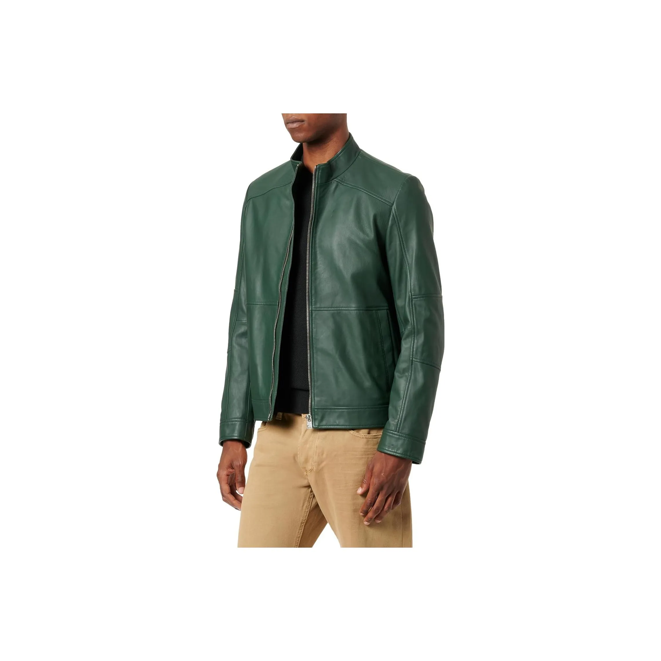 HUGO BOSS Leather Jackets Men's Green